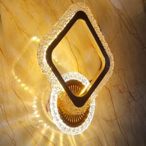 Golden LED Wall Light for Home, 3 Color Modes, Warm White, Cool White, Natural White, Modern Acrylic Crystal Wall Lamp for Bedroom, Living Room, Pack of 1