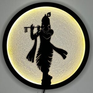 Wood Moon Wall Light & Wall Lamp | Krishna Shadow Room Decor | Wall Lights for Home Decoration | Wall Lamps for Bedroom & Living Room | Modern Light Fixtures & Lamps