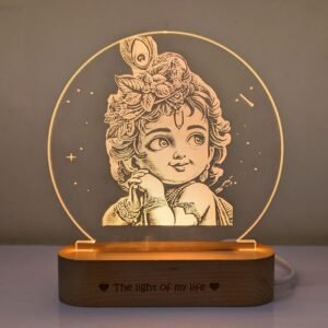 Acrylic God LED Lamps - Spread Tranquility with These Engraved God Photo Frame with Light,God Idols,God Statue for Pooja Room & Home Decor|Diwali Gifts,Corporate Gifts (Bal Gopal),Clear