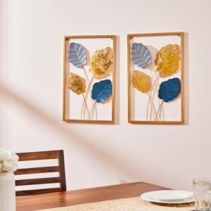 Gold Metal Wall Art Decor for Living Room | Elegant Iron Wall Hanging | Sturdy Iron | Wall Hanging | Wall Décor | Easy Installation | 42 x 28 cm Each | Set of 2